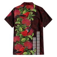Hawaii Mele Kalikimaka Kakau Family Matching Off The Shoulder Long Sleeve Dress and Hawaiian Shirt I'iwi Bird on Ohia Lehua LT7 - Polynesian Pride