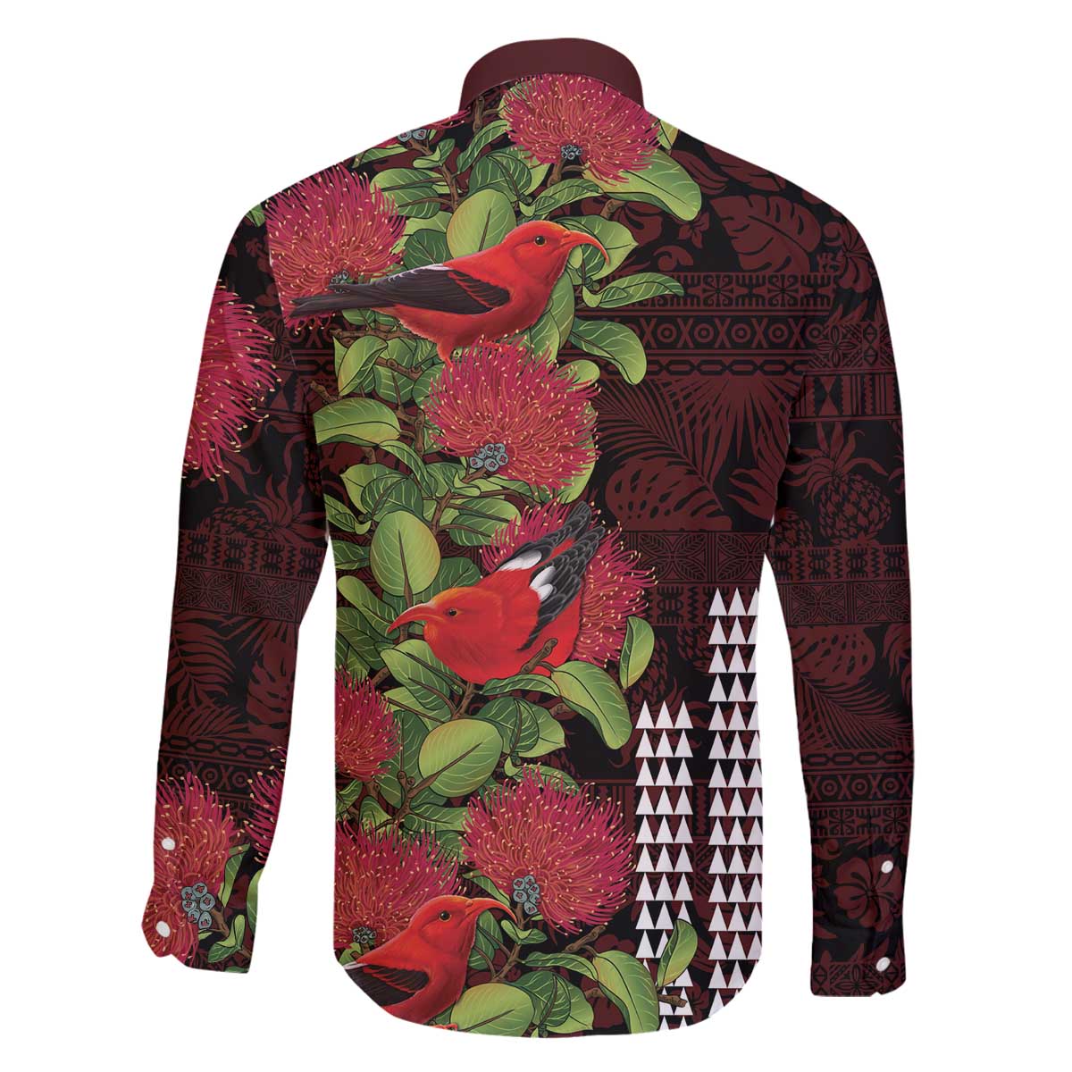 Hawaii Mele Kalikimaka Kakau Family Matching Off The Shoulder Long Sleeve Dress and Hawaiian Shirt I'iwi Bird on Ohia Lehua LT7 - Polynesian Pride