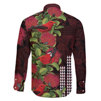 Hawaii Mele Kalikimaka Kakau Family Matching Off The Shoulder Long Sleeve Dress and Hawaiian Shirt I'iwi Bird on Ohia Lehua LT7 - Polynesian Pride