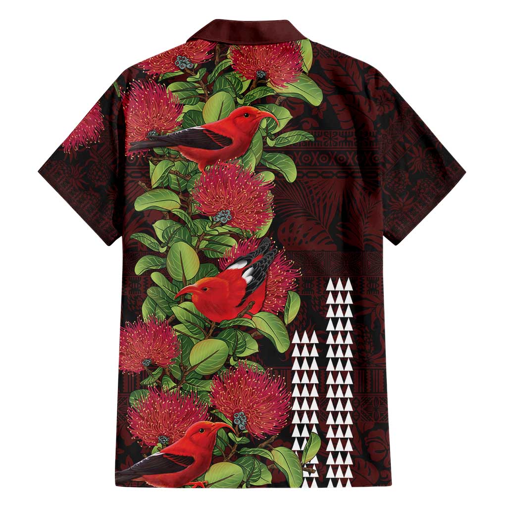 Hawaii Mele Kalikimaka Kakau Family Matching Short Sleeve Bodycon Dress and Hawaiian Shirt I'iwi Bird on Ohia Lehua