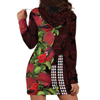 Hawaii Mele Kalikimaka Kakau Hoodie Dress I'iwi Bird on Ohia Lehua