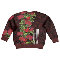 Hawaii Mele Kalikimaka Kakau Kid Ugly Christmas Sweater I'iwi Bird on Ohia Lehua