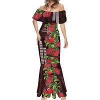 Hawaii Mele Kalikimaka Kakau Mermaid Dress I'iwi Bird on Ohia Lehua