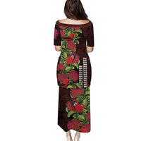 Hawaii Mele Kalikimaka Kakau Puletasi I'iwi Bird on Ohia Lehua