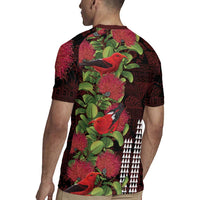 Hawaii Mele Kalikimaka Kakau Rugby Jersey I'iwi Bird on Ohia Lehua