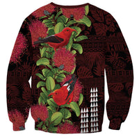 Hawaii Mele Kalikimaka Kakau Sweatshirt I'iwi Bird on Ohia Lehua LT7 - Polynesian Pride