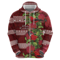 Hawaii Christmas Mele Kalikimaka Hoodie I'iwi Bird on Ohia Lehua