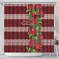 Hawaii Christmas Mele Kalikimaka Shower Curtain I'iwi Bird on Ohia Lehua