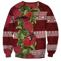 Hawaii Christmas Mele Kalikimaka Sweatshirt I'iwi Bird on Ohia Lehua