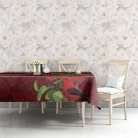 Hawaii Christmas Mele Kalikimaka Tablecloth I'iwi Bird on Ohia Lehua