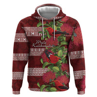 Hawaii Christmas Mele Kalikimaka Zip Hoodie I'iwi Bird on Ohia Lehua