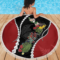 New Zealand Christmas Beach Blanket Flora Map with Birds - Polynesian Pride