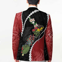 New Zealand Christmas Blazer Flora Map with Birds - Polynesian Pride