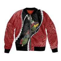 New Zealand Christmas Bomber Jacket Flora Map with Birds - Polynesian Pride
