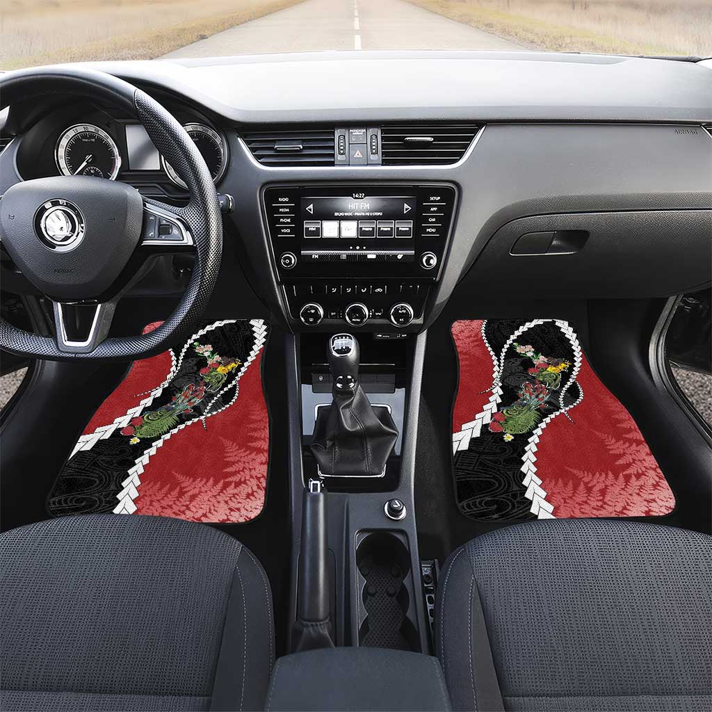 New Zealand Christmas Car Mats Flora Map with Birds - Polynesian Pride