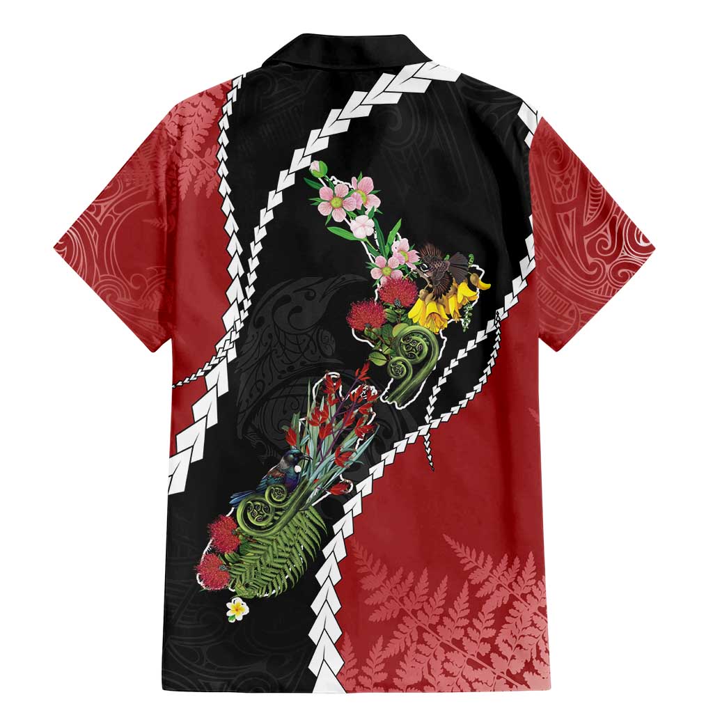 New Zealand Christmas Family Matching Mermaid Dress and Hawaiian Shirt Flora Map with Birds - Polynesian Pride