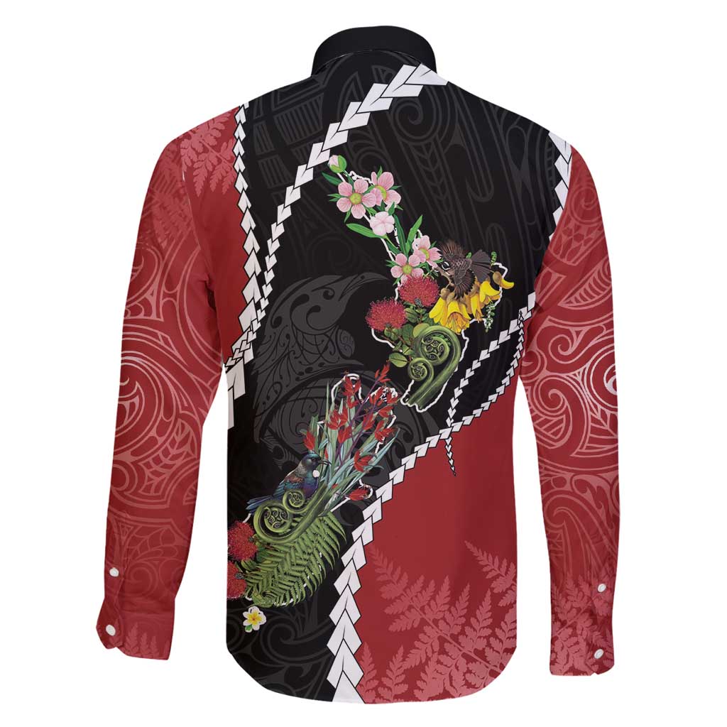 New Zealand Christmas Family Matching Mermaid Dress and Hawaiian Shirt Flora Map with Birds - Polynesian Pride