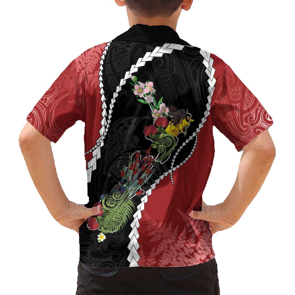 New Zealand Christmas Family Matching Puletasi and Hawaiian Shirt Flora Map with Birds - Polynesian Pride