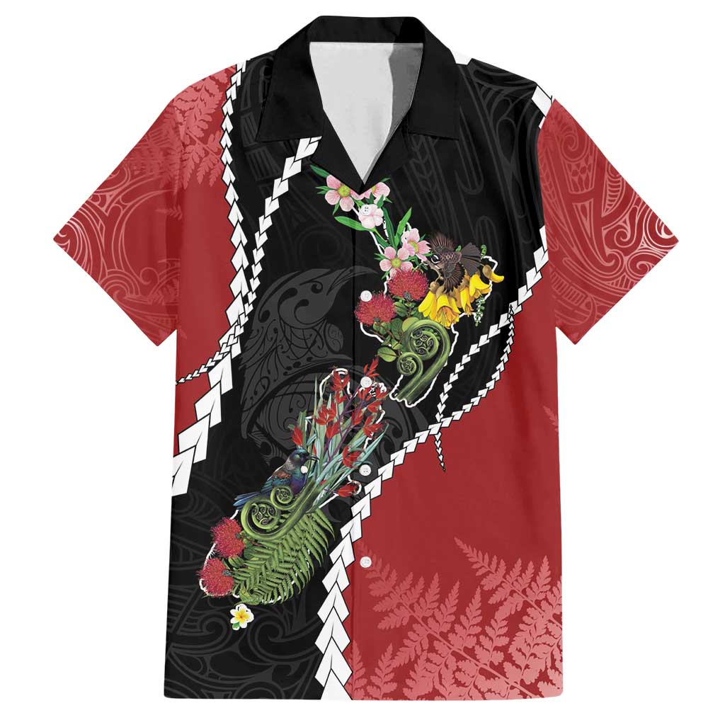 New Zealand Christmas Family Matching Summer Maxi Dress and Hawaiian Shirt Flora Map with Birds - Polynesian Pride