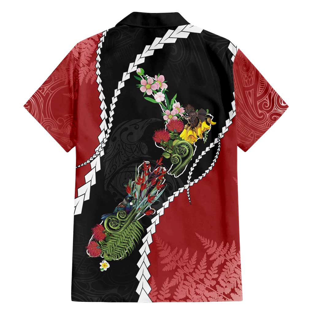 New Zealand Christmas Family Matching Summer Maxi Dress and Hawaiian Shirt Flora Map with Birds - Polynesian Pride