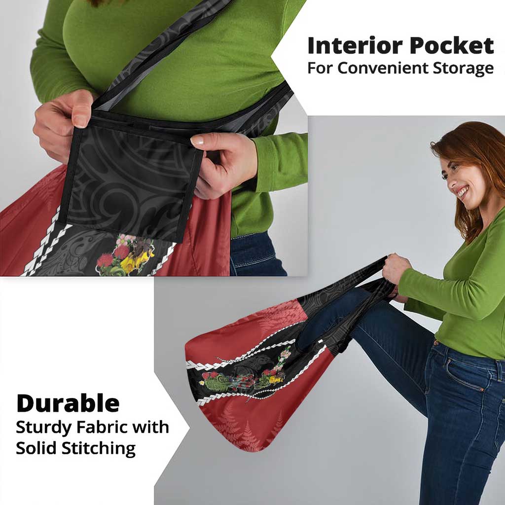 New Zealand Christmas Grocery Bag Flora Map with Birds - Polynesian Pride