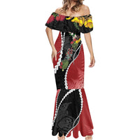 New Zealand Christmas Mermaid Dress Flora Map with Birds - Polynesian Pride