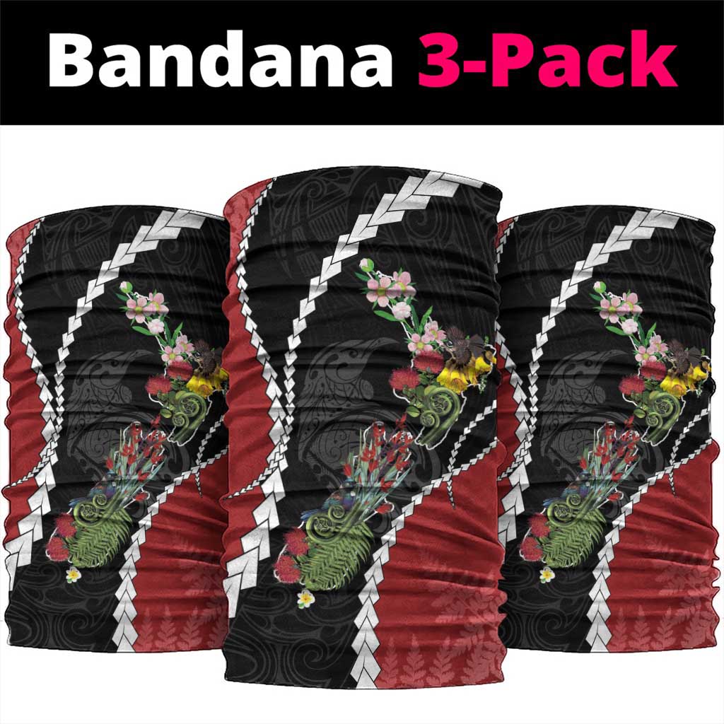 New Zealand Christmas Neck Gaiter Flora Map with Birds - Polynesian Pride
