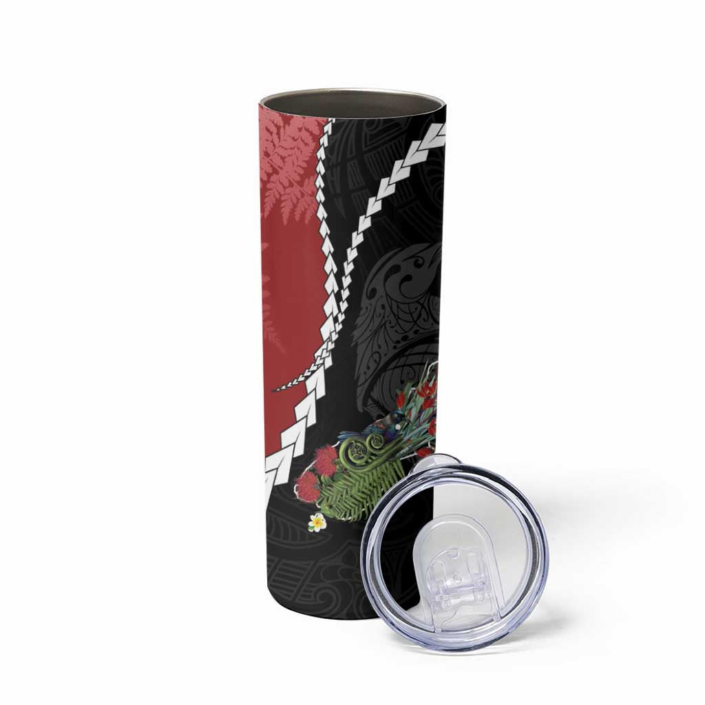 New Zealand Christmas Skinny Tumbler Flora Map with Birds - Polynesian Pride