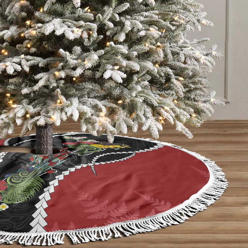 New Zealand Christmas Tree Skirt Flora Map with Birds - Polynesian Pride