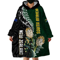 Custom South Africa Mix New Zealand Rugby 2023 Wearable Blanket Hoodie World Cup Greatest Rivalry LT7 - Polynesian Pride