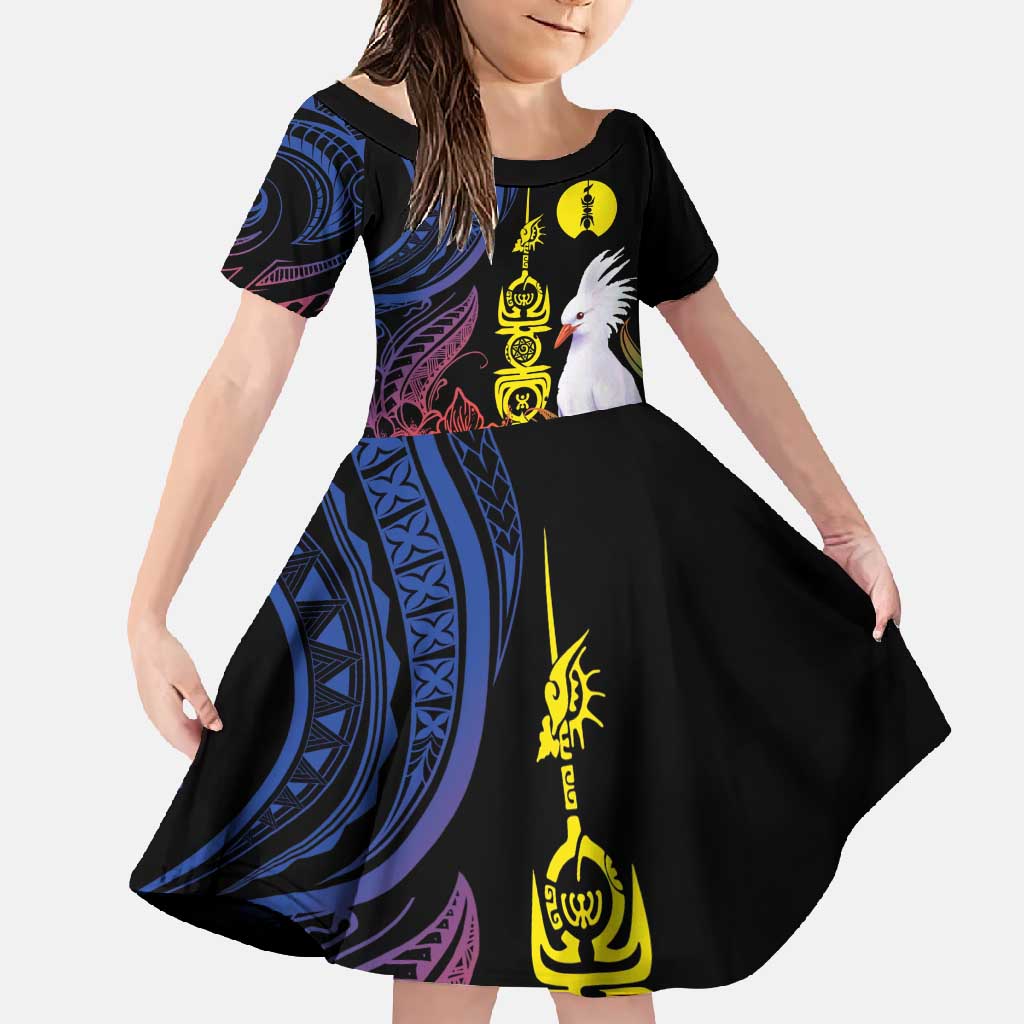 New Caledonia Kanaky Personalized Family Matching Summer Maxi Dress and Hawaiian Shirt Fleche Faitiere Mix Kagu