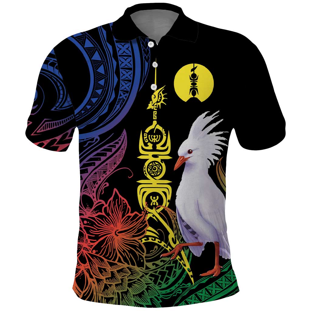 New Caledonia Kanaky Personalized Polo Shirt Fleche Faitiere Mix Kagu LT7 Colorful - Polynesian Pride