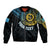 Personalised Vanuatu Bomber Jacket Turtle Chest Tattoo Flag Color - Sanma LT7 Unisex Black - Polynesian Pride