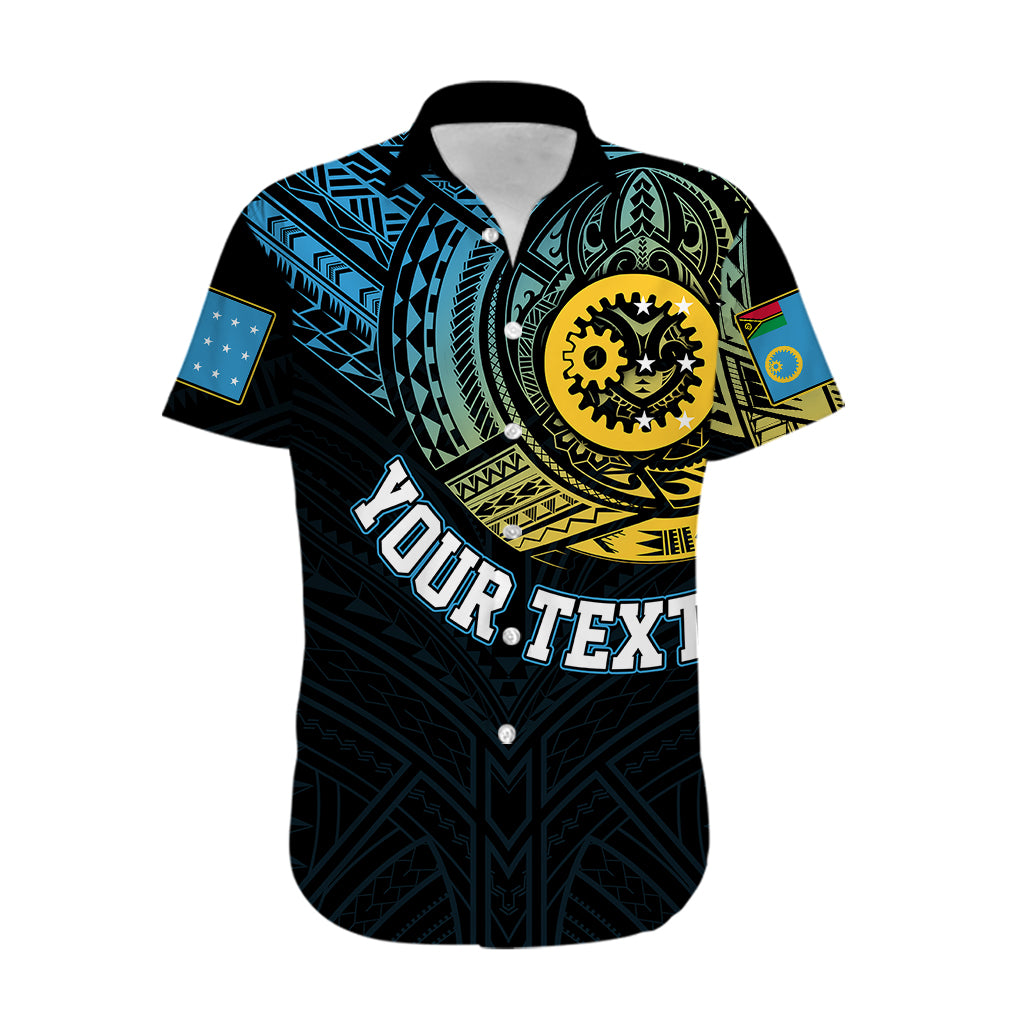 Personalised Vanuatu Hawaiian Shirt Turtle Chest Tattoo Flag Color - Sanma LT7 - Polynesian Pride