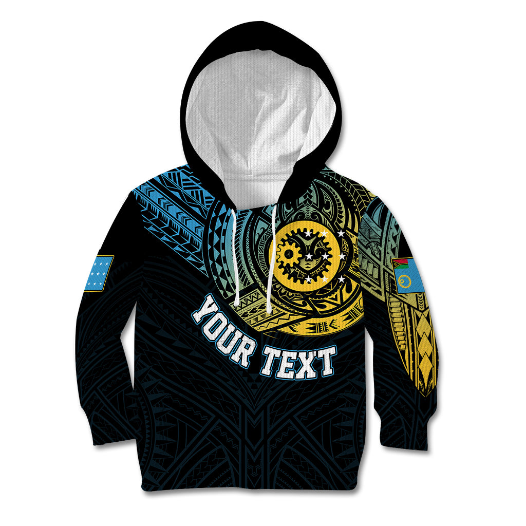 Personalised Vanuatu Kid Hoodie Turtle Chest Tattoo Flag Color - Sanma LT7 Hoodie Black - Polynesian Pride