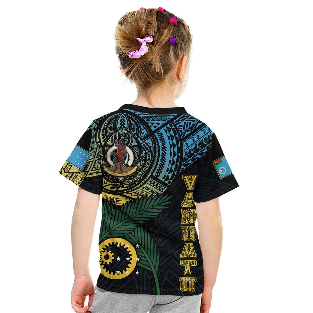 Personalised Vanuatu Kid T Shirt Turtle Chest Tattoo Flag Color - Sanma LT7 - Polynesian Pride