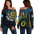 Personalised Vanuatu Off Shoulder Sweater Turtle Chest Tattoo Flag Color - Sanma LT7 Women Black - Polynesian Pride