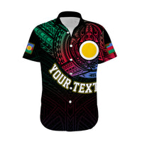 Personalised Vanuatu Hawaiian Shirt Turtle Chest Tattoo Flag Color - Shefa LT7 - Polynesian Pride