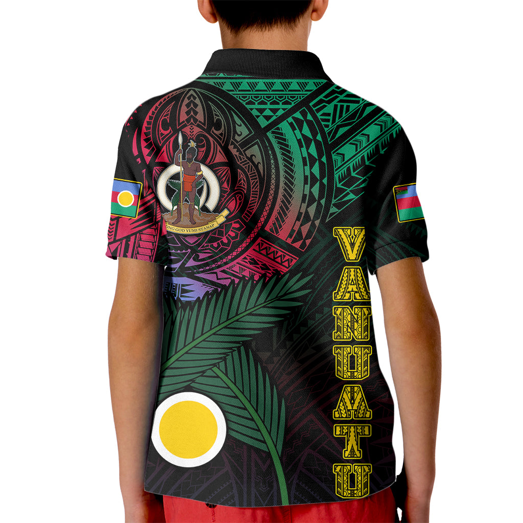 Personalised Vanuatu Kid Polo Shirt Turtle Chest Tattoo Flag Color - Shefa LT7 - Polynesian Pride