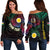 Personalised Vanuatu Off Shoulder Sweater Turtle Chest Tattoo Flag Color - Shefa LT7 Women Black - Polynesian Pride