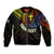 Personalised Vanuatu Bomber Jacket Turtle Chest Tattoo Flag Color - Tafea LT7 Unisex Black - Polynesian Pride