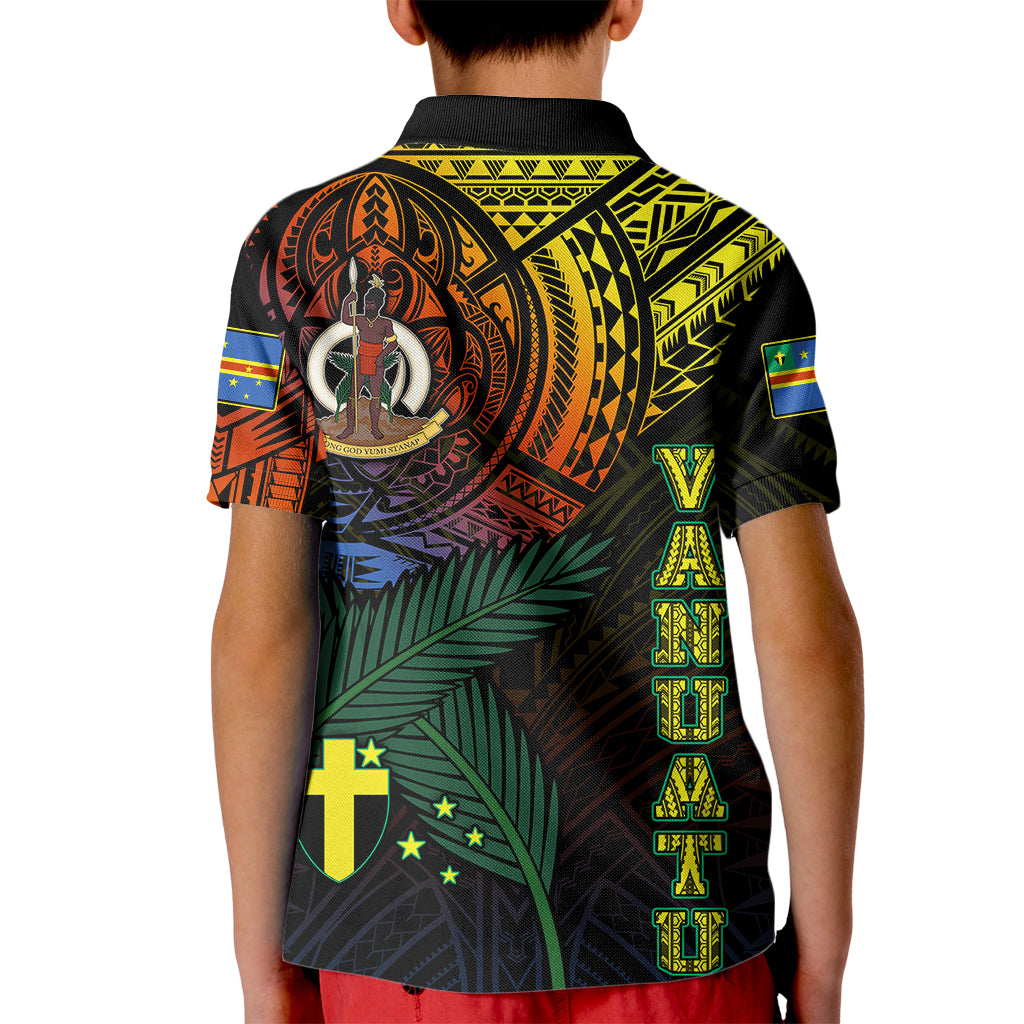 Personalised Vanuatu Kid Polo Shirt Turtle Chest Tattoo Flag Color - Tafea LT7 - Polynesian Pride