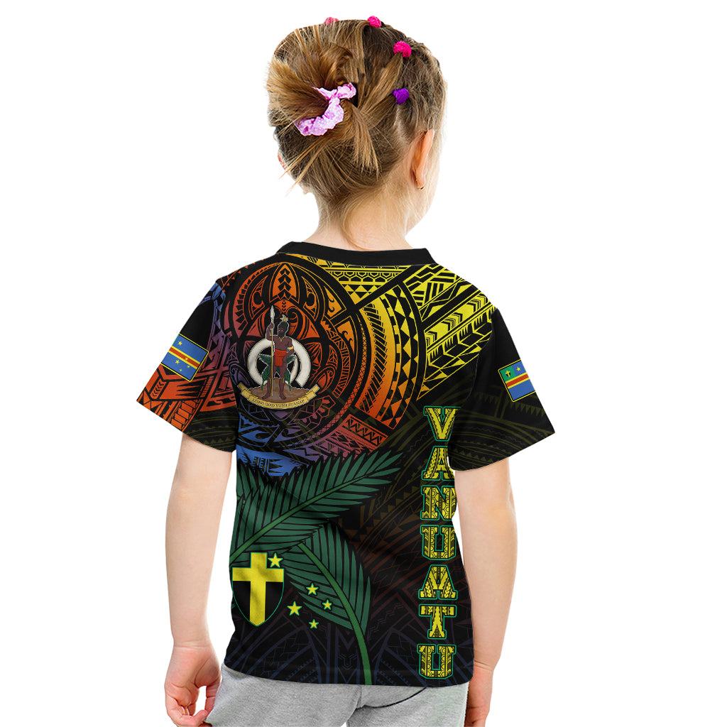 Personalised Vanuatu Kid T Shirt Turtle Chest Tattoo Flag Color - Tafea LT7 - Polynesian Pride