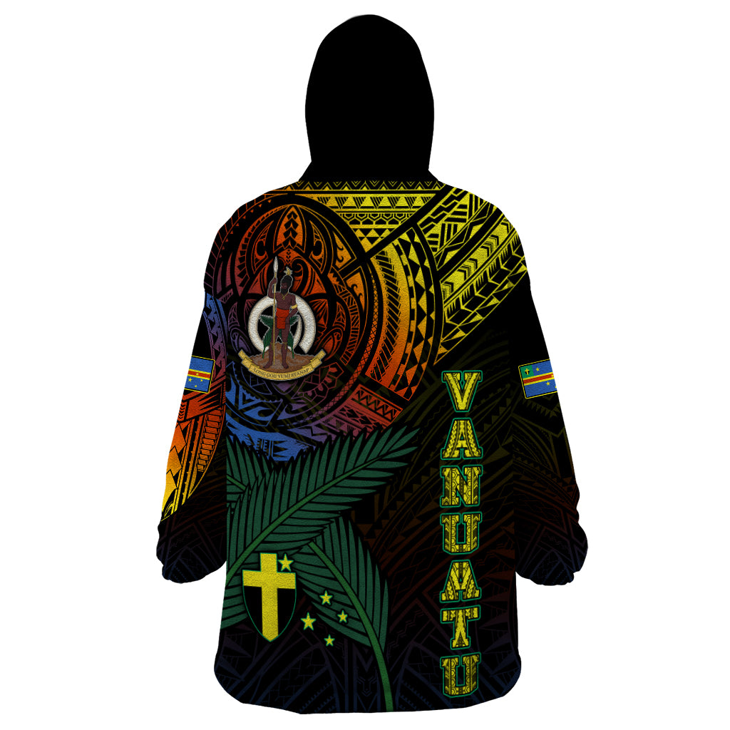 Personalised Vanuatu Wearable Blanket Hoodie Turtle Chest Tattoo Flag Color - Tafea LT7 - Polynesian Pride