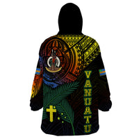 Personalised Vanuatu Wearable Blanket Hoodie Turtle Chest Tattoo Flag Color - Tafea LT7 - Polynesian Pride