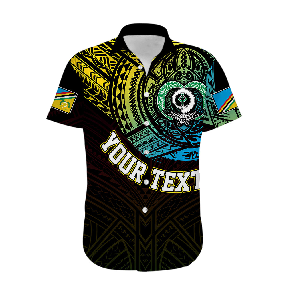 Personalised Vanuatu Hawaiian Shirt Turtle Chest Tattoo Flag Color - Torba LT7 - Polynesian Pride