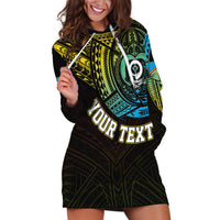 Personalised Vanuatu Hoodie Dress Turtle Chest Tattoo Flag Color - Torba LT7 - Polynesian Pride