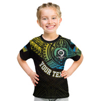 Personalised Vanuatu Kid T Shirt Turtle Chest Tattoo Flag Color - Torba LT7 Black - Polynesian Pride