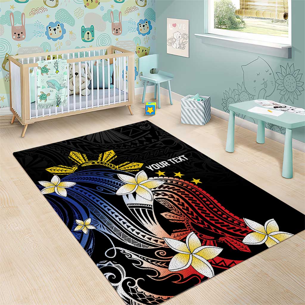 Personalized Philippines Tribal Area Rug Tropical Waves - Plumeria