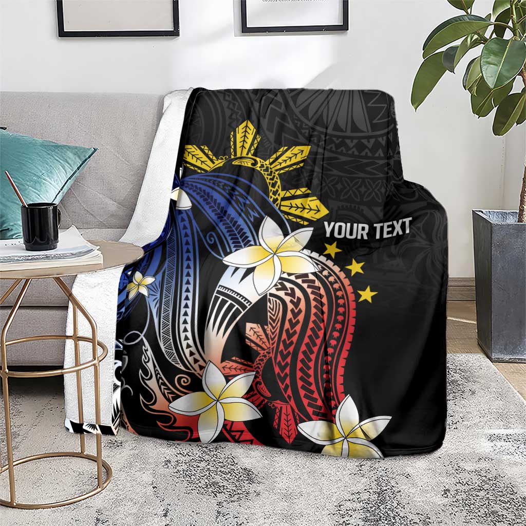 Personalized Philippines Tribal Blanket Tropical Waves - Plumeria